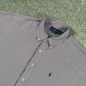 Ralph Lauren Dress‎ Shirt Mens 16.5 34 35 Button Down Gingham Classic Fit Purple